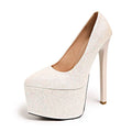 High Heels Women's Glitter Fashion Round Head Waterproof Platform Ultra High Heels 2026 Spring New Thin Heels Women's Shoes