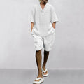 Men's Summer V-neck Jacquard Short Sleeve & Set Textured | SAMAG