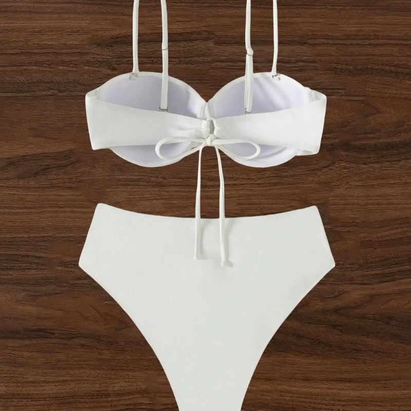 Sexy White Push Up Bikinis Sets Two Pieces Plain | SAMAG