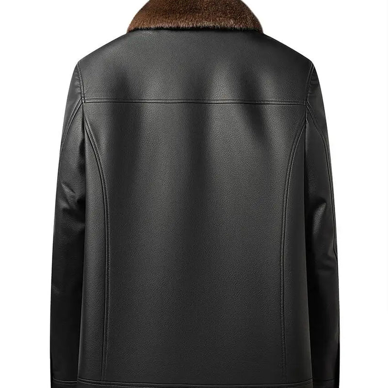 Leather Fur Jacket Men Jacket Winter Leather Coat Men Vintage Classic Leather Jackets High Quality Men