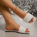 *Fashionable and Lightweight, Women's Outdoor Slippers Summer New Style Square-headed Flat-bottomed Comfortable Casual Slippers