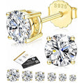 ESKEEM Moissanite Stud Earrings for Women Men D Color VVS1 Round Cut 925 Sterling Silver 18K Gold Plated | SAMAG