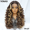 Latisha Lace Frontal Wigs Synthetic 24 Inch Loose Curl Pre Plucked Lace Frontal Wig For Women Highlight With Baby Hair 13X6 Wigs