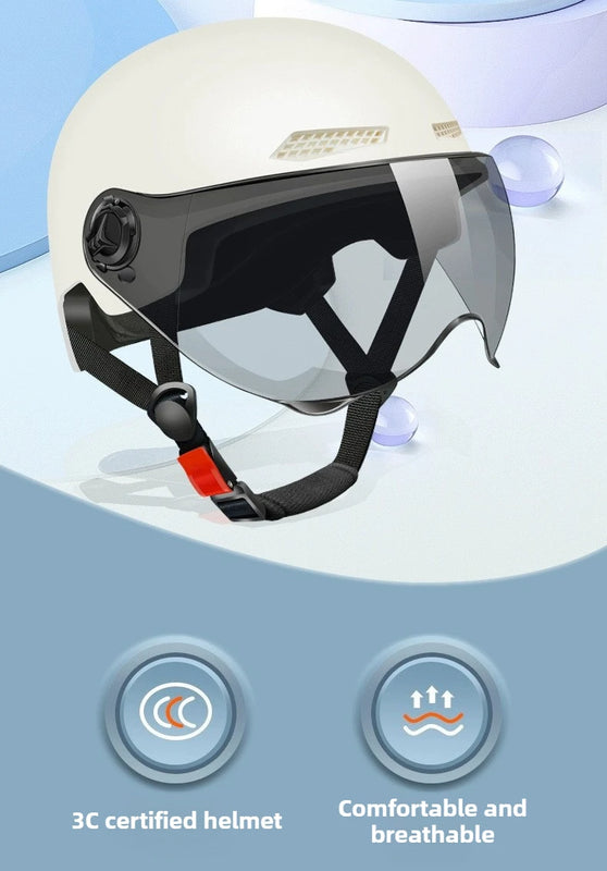 Bicycle Safety Helmet 3C Certified Men's and Women's Adult Children Cartoon Electric Bicycle Motorcycle Half Helmet with Goggles