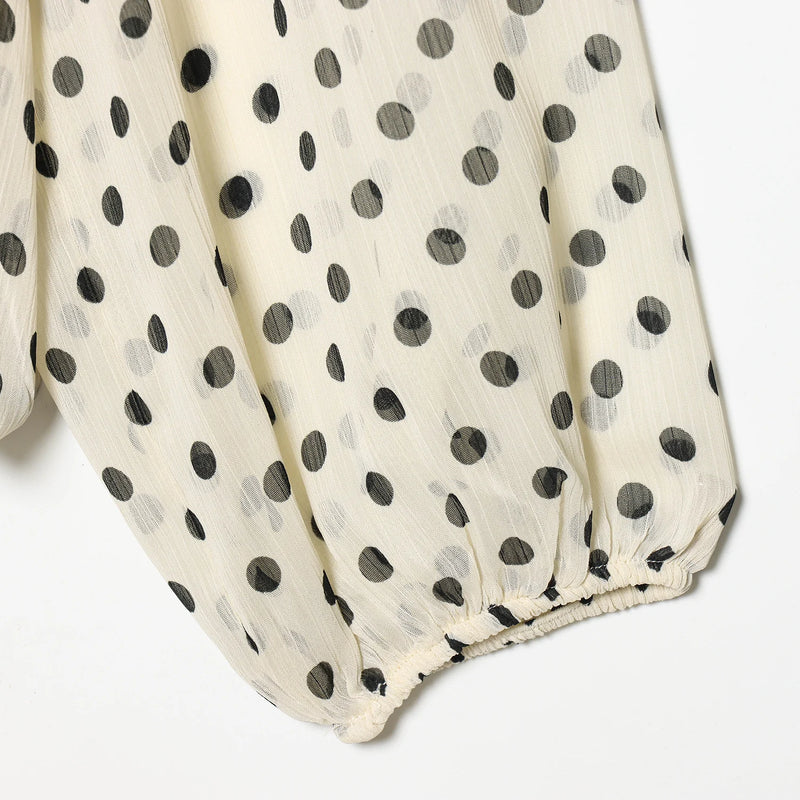 KONDALA Women Trendy Polka Dot Blouse Bow Tie O - Neck - View 6 | SAMAG