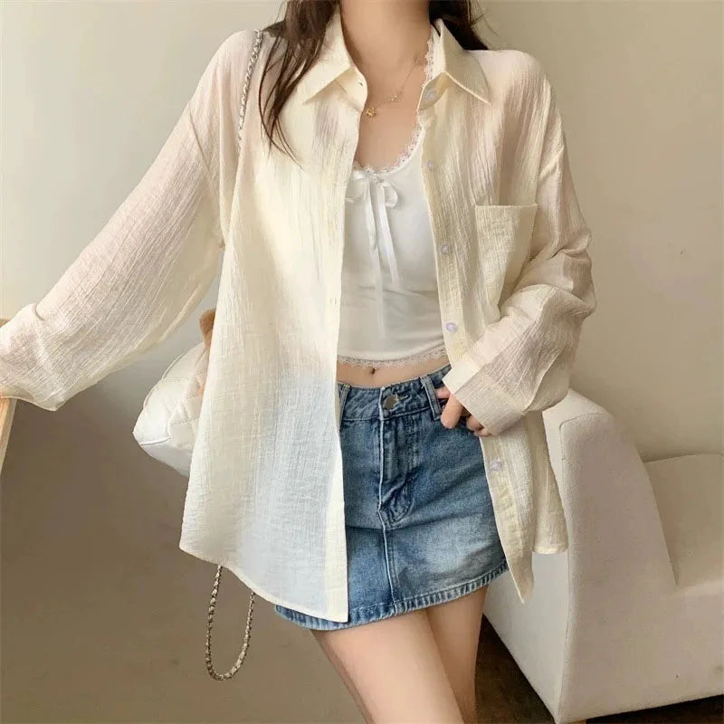 Summer Sunscreen Shirt Women Elegant Perspective Thin - View 4 | SAMAG