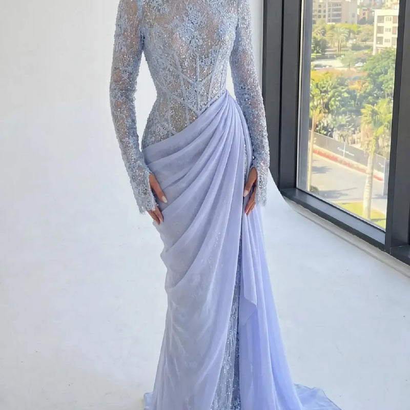 Prom Dress Elegant Vintage Sweet Lilac Mermaid Lace | SAMAG