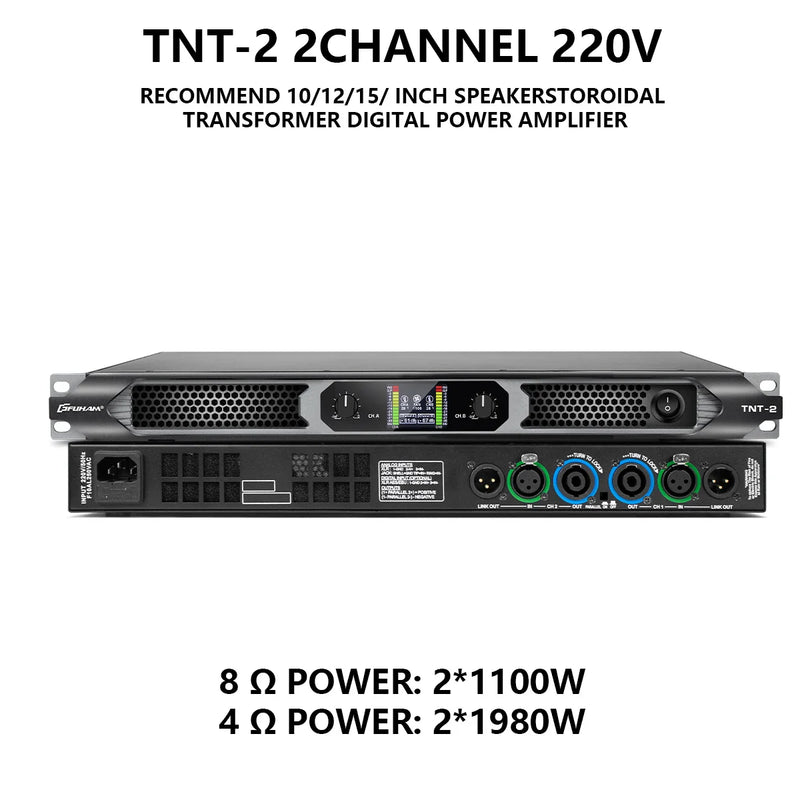 FUHAM TNT-2S/4S Class D Digital Power Amplifier 2200W 8Ω 2/4 Channel Professional Audio DJ Stage Subwoofer Line Array Speaker Am