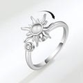VENTFILLE 925 Sterling Silver Sunflower Diamond Zircon Rotatable Ring For Women Gift Relieve Stress Ring Jewelry Wholesale