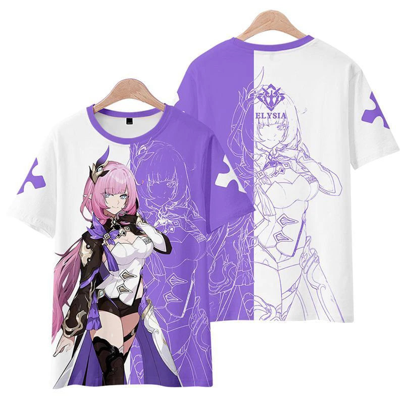 Elysia Honkai Impact 3 Role Playing T-Shirts New Arrival 3D Print Kids Anime Tees Summer Men Women Harajuku Short Sleeve Y2k Top