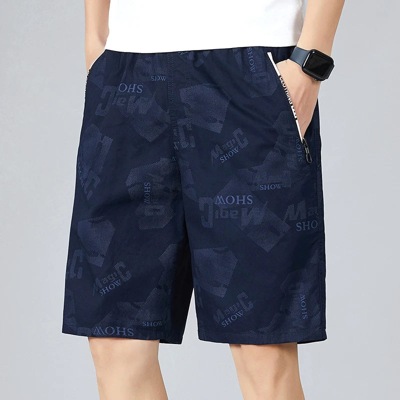 Men's Camo Shorts Elastic Waistband Casual Cargo Hiking | SAMAG