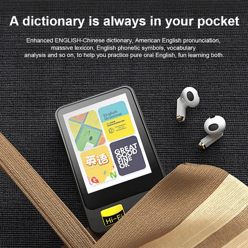Mini Walkman Full Touch Screen MP3 Player 1.77 Inch Student E-book Reader MP4 Video Player with Built-in Speaker