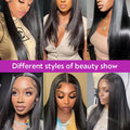 300 High Density Hd 13x4 13x6 Bone Straight Human Hair Lace Front Wigs Pre Plucked Baby Hair Brazilian 40 46 Inch 360 Full Lace Frontal Wigs For Black Women 100% Real Human Hair Natural Black Color