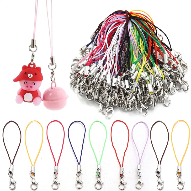 20/100PCS Strap Charm Cord Lanyard Lariat Strap Cords Lobster Clasp Rope Keychains Hooks Mobile Set Charms Jewelry Accessories