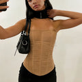 Tossy Mesh Backless Summer Vest Female Elegant Luxury Patchwork Strapless Solid Slim Streetwear Inner Sexy Y2k Tank Top Women's