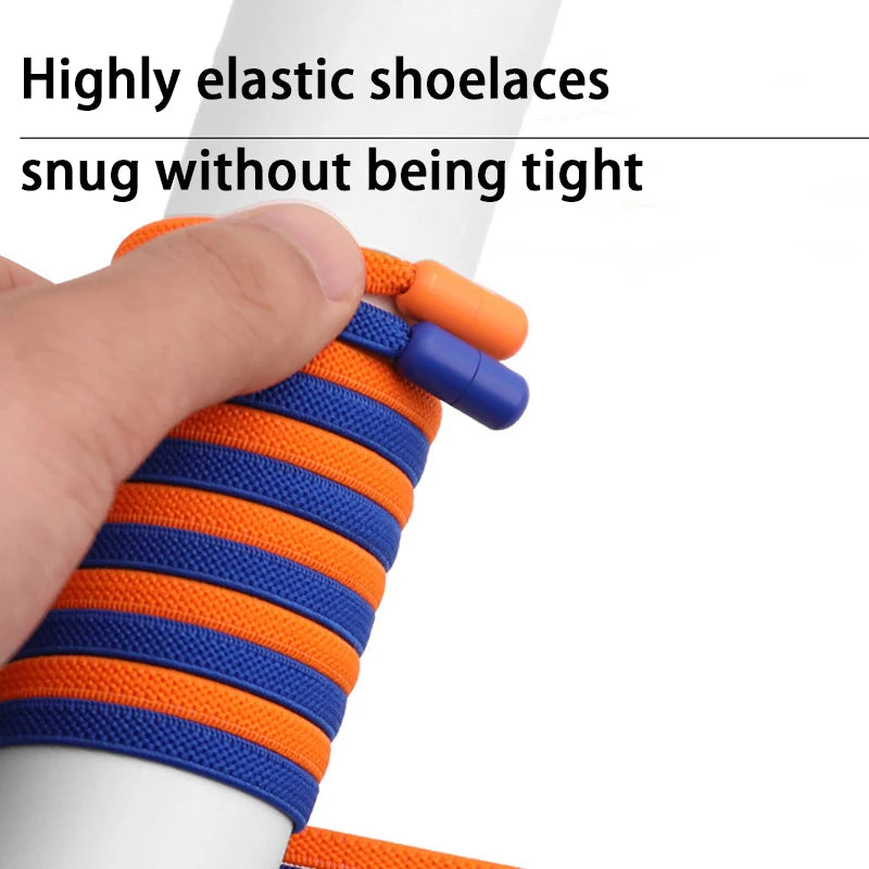 New 1Pair/3Pair Metal Lock Shoe Laces for Sneakers Elastic Stretch No Tie Shoelaces Casual Shoes Running Shoes