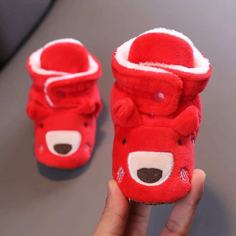 Winter New Cute Cartoon Baby Booties Boy Girl Boots Cotton Soft-Sole Non-Slip Warm Toddler First Walkers Infant Crib Shoes
