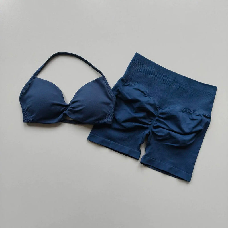 Yoga Set for Women, Fitness, Breathable, Quick Drying Training, Beautiful Back, Gathered Underwear, High Waist, Hip Lifting Shor