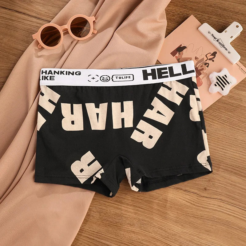 1-3pcs Women Cotton Panties Sports Boxer Underpants Ladies Breathable Letter Pants Mid-waist Beathable Cozy Boyshort Underwear