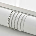 Goxygen Dainty Silver Color Stackable Bracelet Stainless Steel Beads Thin Chain for Women Men Jewelry Sets Gifts