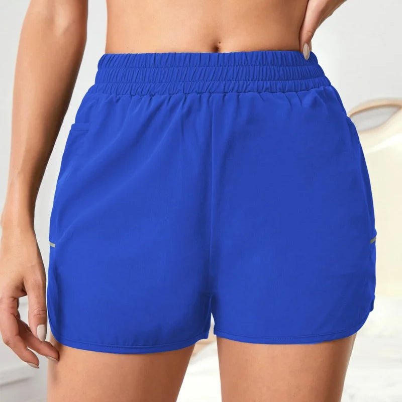 High Waist Running Shorts for Women Quick Dry Athletic Workout Gym Fitness Yoga with Phone Pocket