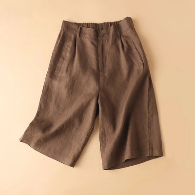 Casual Linen Wide Leg Short Pants Women Summer Loose Fit | SAMAG