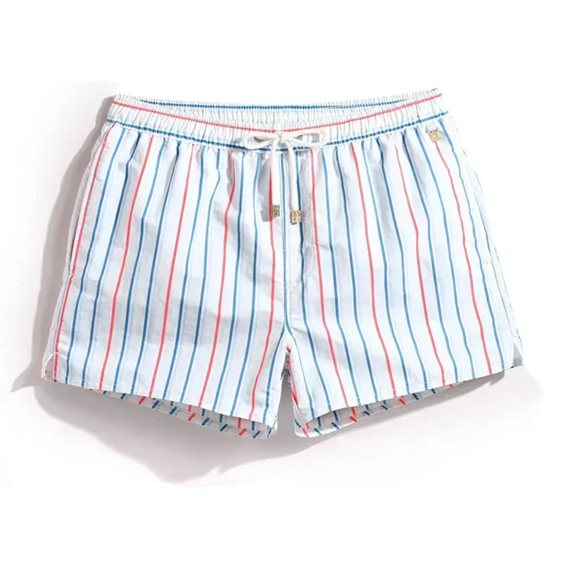 Striped Men Casual Shorts Beach Pants Board Short Quick Dry Sports Trunk Summer Seaside Beachwear Loose Homewear Sleeping Pajama