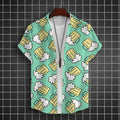 Hawaiian Shirt For Men 3d Beer Printed Short Sleeve Party | SAMAG