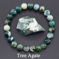 Genuine Tree Patterned Agates Beads Bracelet Woman Real Natural Moss Man Energy Stones for Healing Fengshui | SAMAG