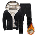 Lamb fleece suit men's hooded jacket thick winter sports cardigan two - piece set hoodie sweatpants m | SAMAG