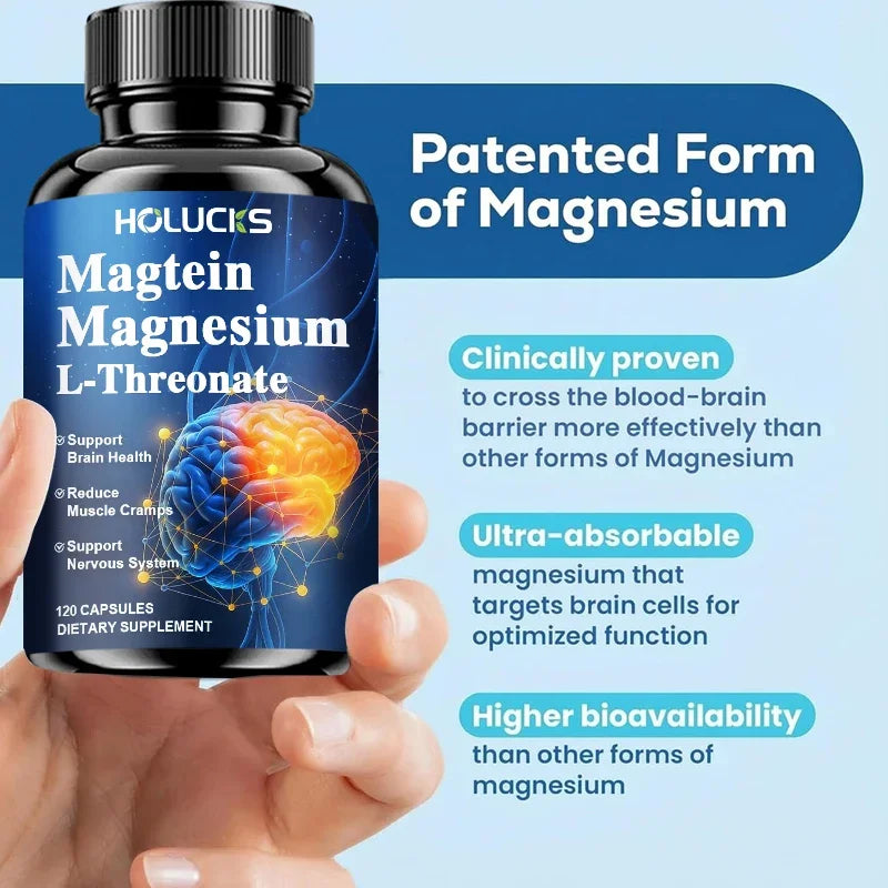 Magnesium L Threonate, for Memory, Focus, Sleep and Cognitive Health Support, Strengthen Muscle, Non-GMO