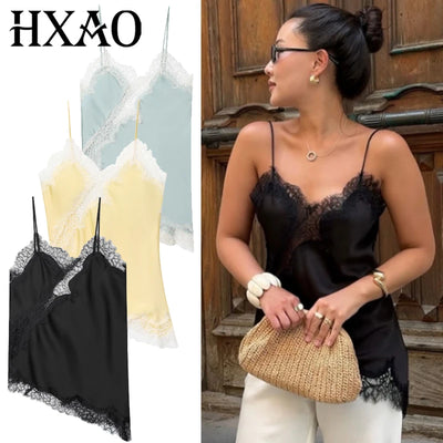 HXAO Asymmetrical Slip Top Women Summer Y2K Tanks & Camis | SAMAG