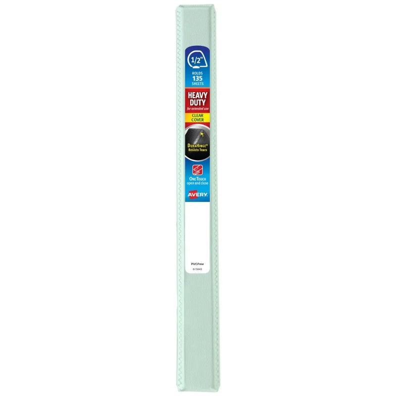 Soft Green Heavy Duty View 3 Ring Binder, 0.5" Round Rings, Heavy Duty Office Binder