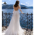 Sexy Appliques A Line Wedding Dresses Deep V Neck - View 2 | SAMAG