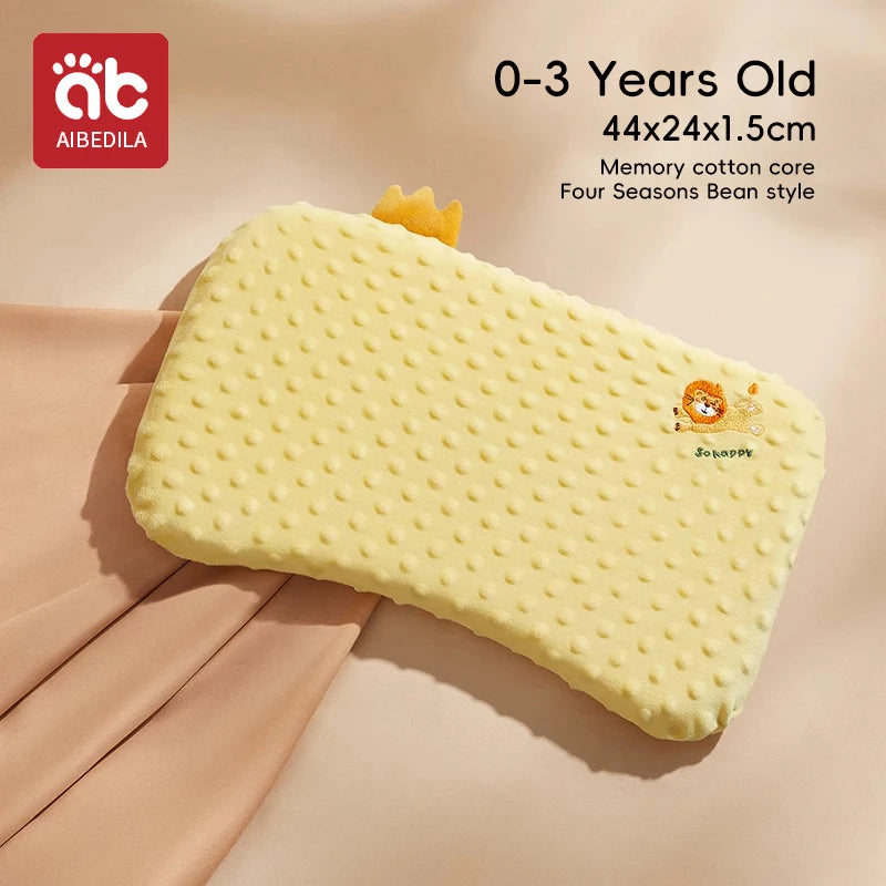 AIBEDILA Infants Washable Pillow Toddlers Soothing Bean Sleeping Pillows 0-6Y Kindergarten Cartoon Memory Silicone Cotton Pillow