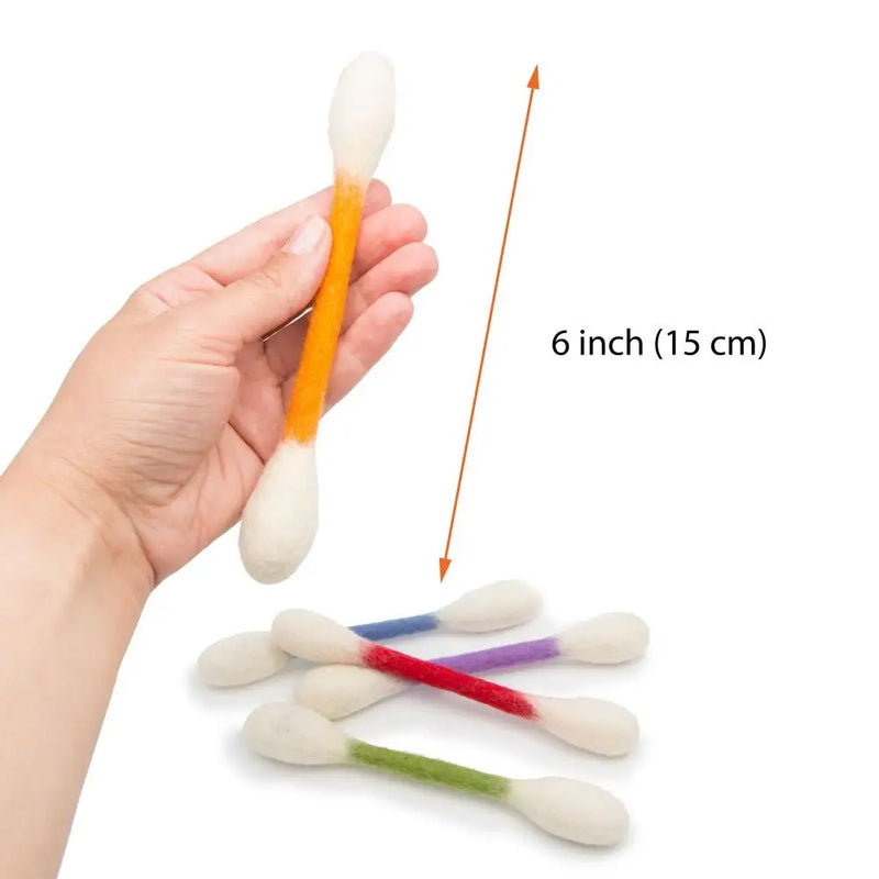 6PCS Felt Cotton Swabs Cat Lightweight Soft Interactive Kick Stick Chew Dental Teething Giant Swabs Cat Interactive Play