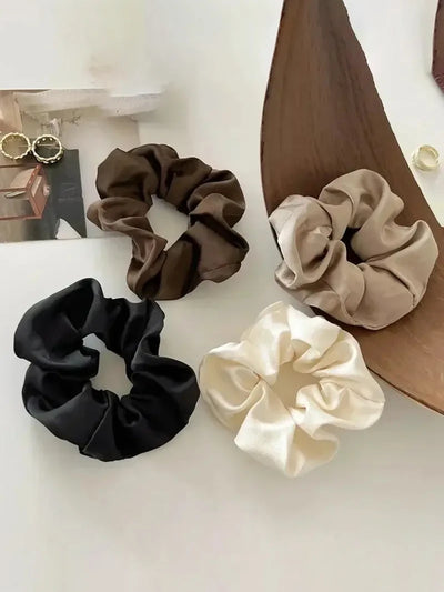 Vintage Silk Hair Scrunchies Elastic Bands Solid Color | SAMAG