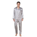 Birdtree 19 Momme 100%Pure Silk Pajamas Sets, Men Homewear Male Casual Long Sleeve Loungewear Pant 2 PCS Suit Sleepwear S38008QM