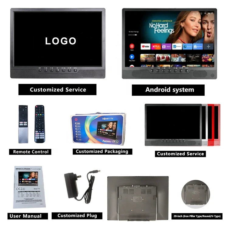 Portable Smart TV 20 Inch FHD HD Android LED TV with Battery 12V DC for Car Truck Outdoor Travel Camping TV Pro