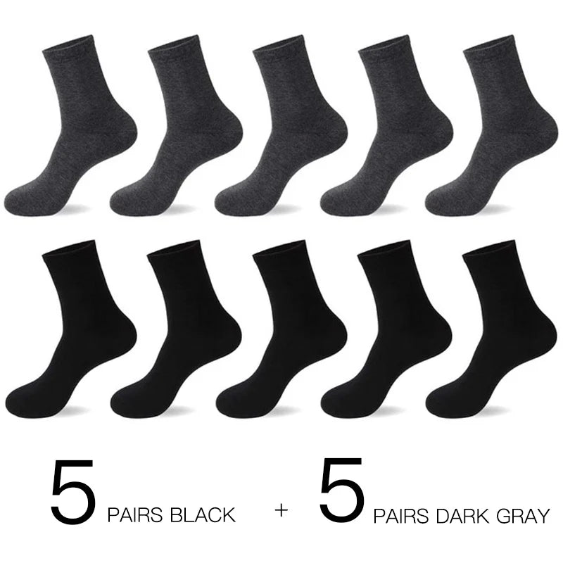HSS 2023 Men's Cotton Socks New styles 10 Pairs / Lot Black Business Men Socks Breathable Spring Summer for Male US size(6.5-12)