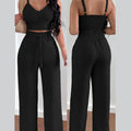 Women's Two Piece Sets Fashion Print Halter V-Neck Short Tank Suit Tops Long Pants Matching Set Summer Casual Female Slim Pants
