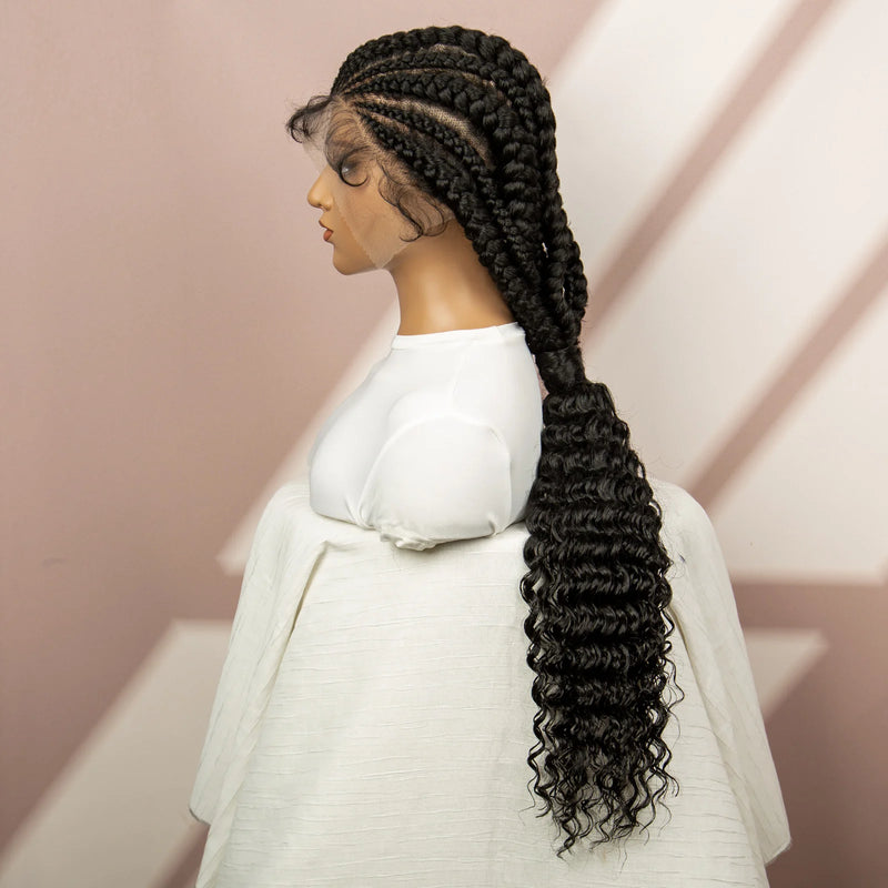 Synthetic Dutch Braided Wigs Full Lace Cornrow Braided Wig with Baby Hair Full Lace Wig 30 Inch Protective Braids