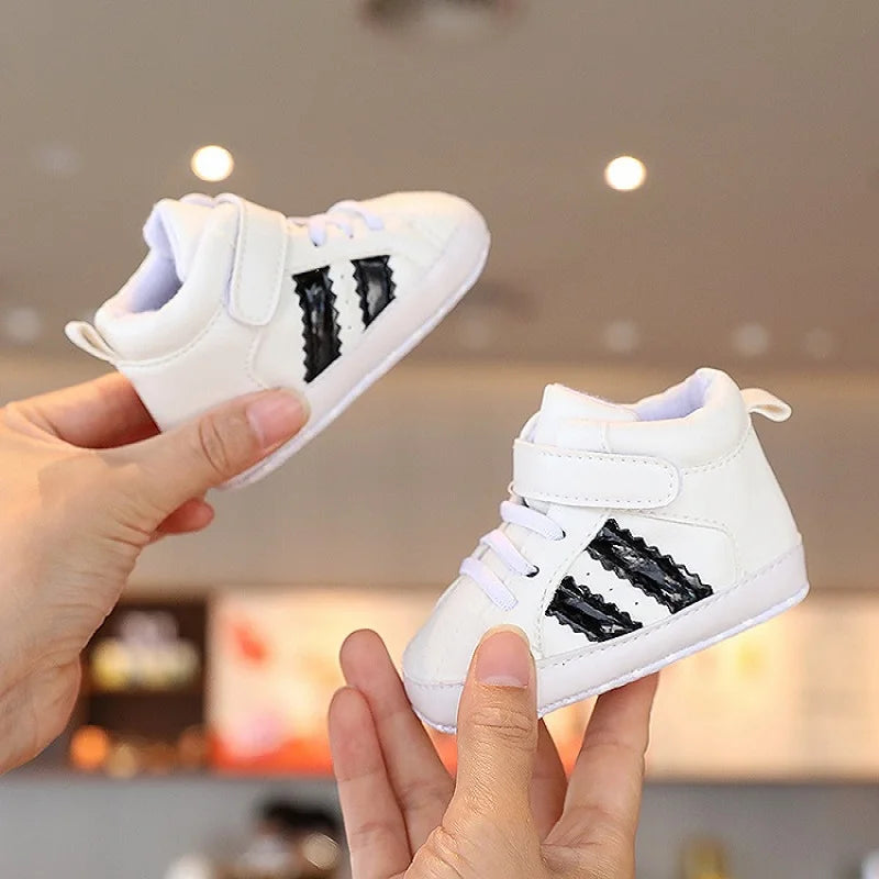 VALEN SINA New Baby Shoes White Christening Baptismal Moccasins Infant Boys Girls Slip-On Peas Shoes Walking Shoes