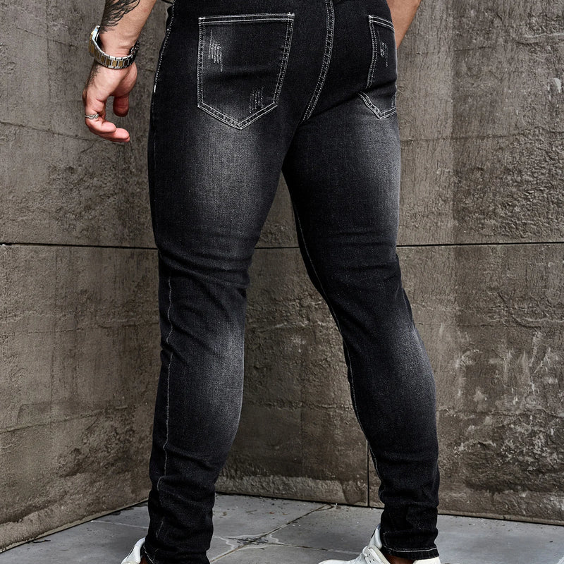 Men Jeans Denim Pants Clothing Trousers Casual Black | SAMAG
