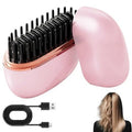 Mini Cordless Hair Straightener Brush, Rechargeable 3-Speed Temp Control, Anti-Scald Portable Travel Hair Styling Comb