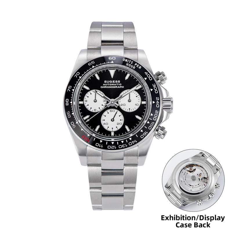Sugess Panda Diver Chronograph Mens Watch Automatic Peacock SL-4801 Movement Luxury Waterproof Mechanical Wristwatches 2024 New