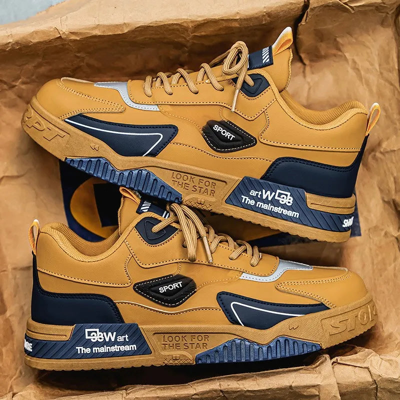 Men's Leather Low Top Sneakers Trendy Light Comfort Versatile Street Board Shoes Fashion Outdoor Men Running Casual Sports Shoes