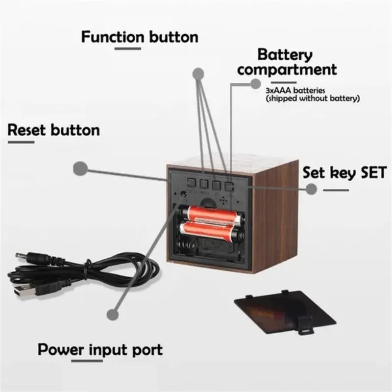 Voice Control Digital Electronic Clock Luminous Smart LED Wooden Alarm Clock Multifunctional Desktop Timepiece
