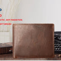 GENODERN Cow Leather Men Wallets with Coin Pocket Vintage Male Purse RFID Blocking Genuine Leather Men Wallet with Card Holders