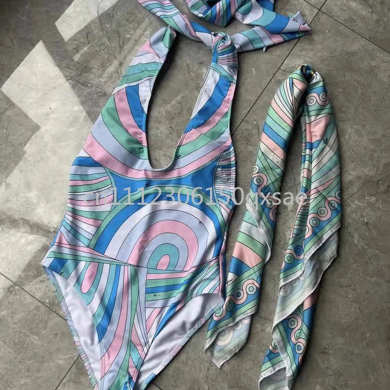 Women's Scarf Swimsuits with Letter Signature Logo Lady | SAMAG